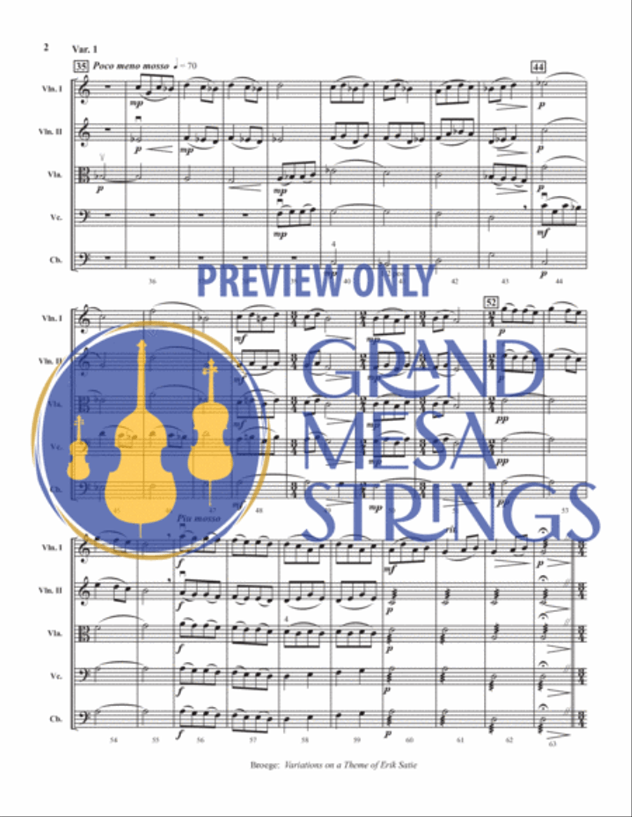 Variations on a Theme of Eric Satie String Orchestra scores gallery preview page 3