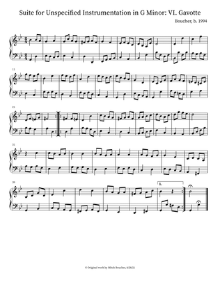 Suite for Unspecified Instrumentation in G Minor: VI. Gavotte