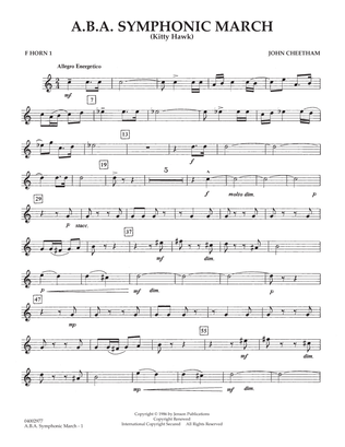 A.B.A. Symphonic March (Kitty Hawk) - F Horn 1