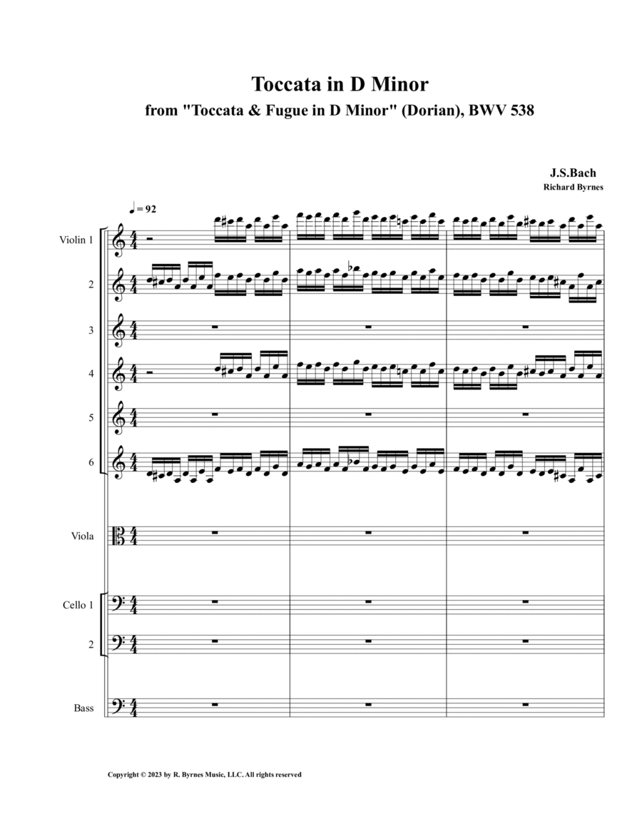 Toccata in D Minor (Dorian), BWV 538 (String Orchestra) image number null