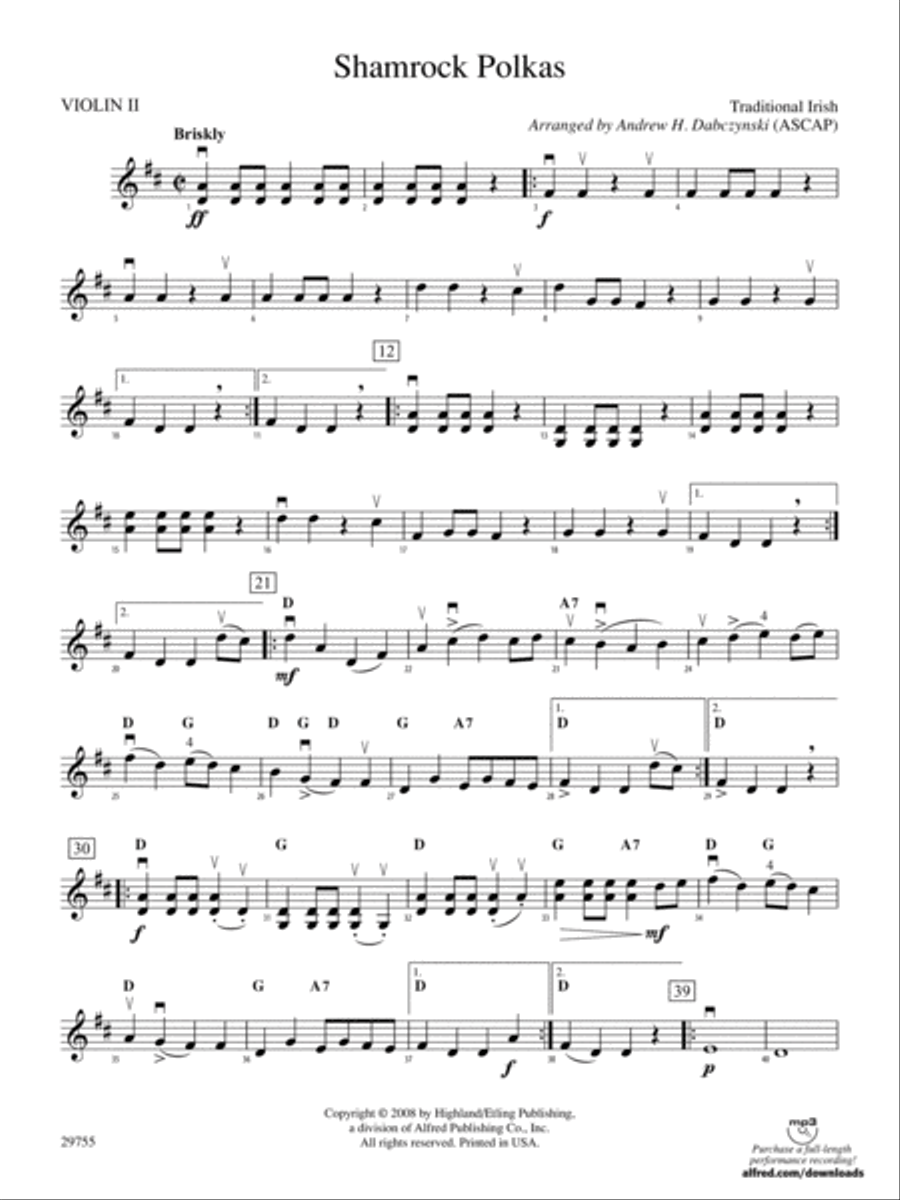 Shamrock Polkas: 2nd Violin String Orchestra scores gallery preview page 1