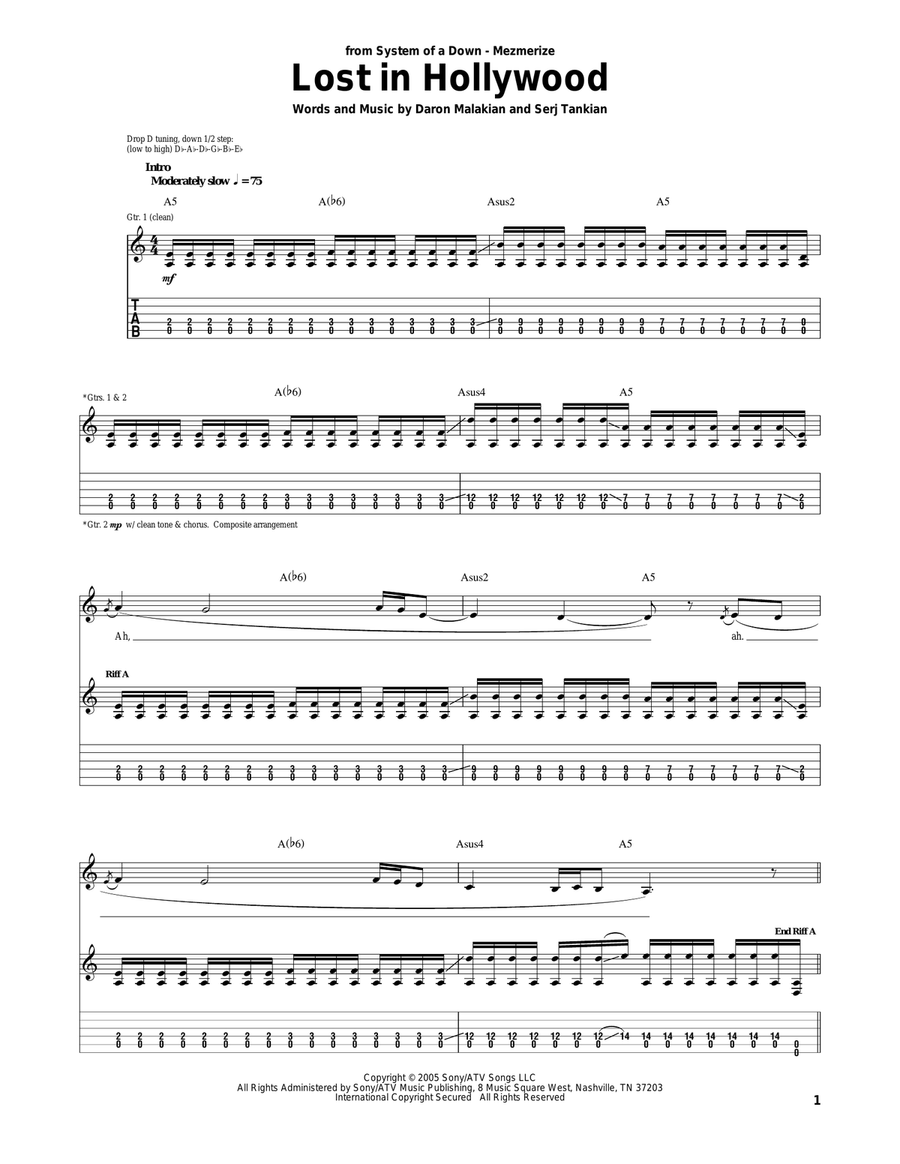 Lost In Hollywood Lost In Hollywood Electric Guitar scores gallery preview page 1