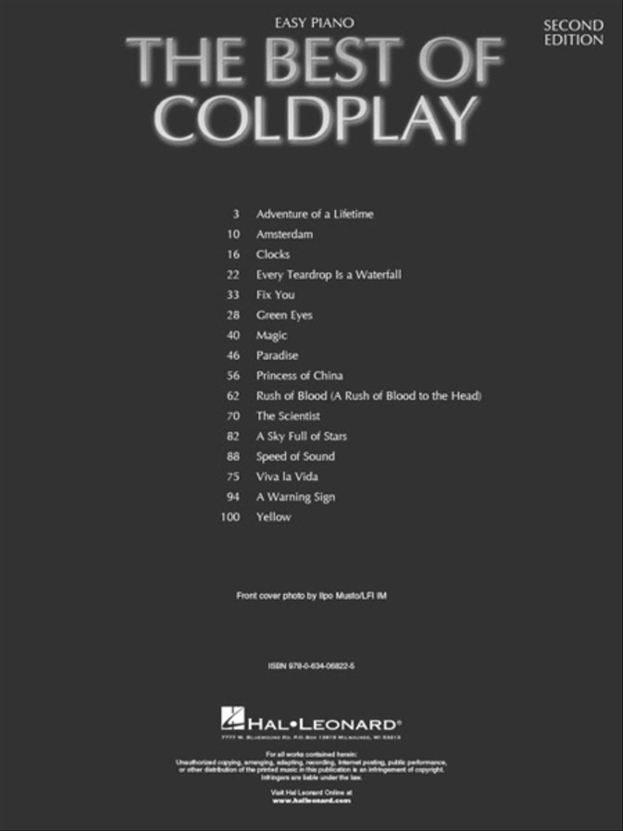 The Best of Coldplay for Easy Piano – Second Edition