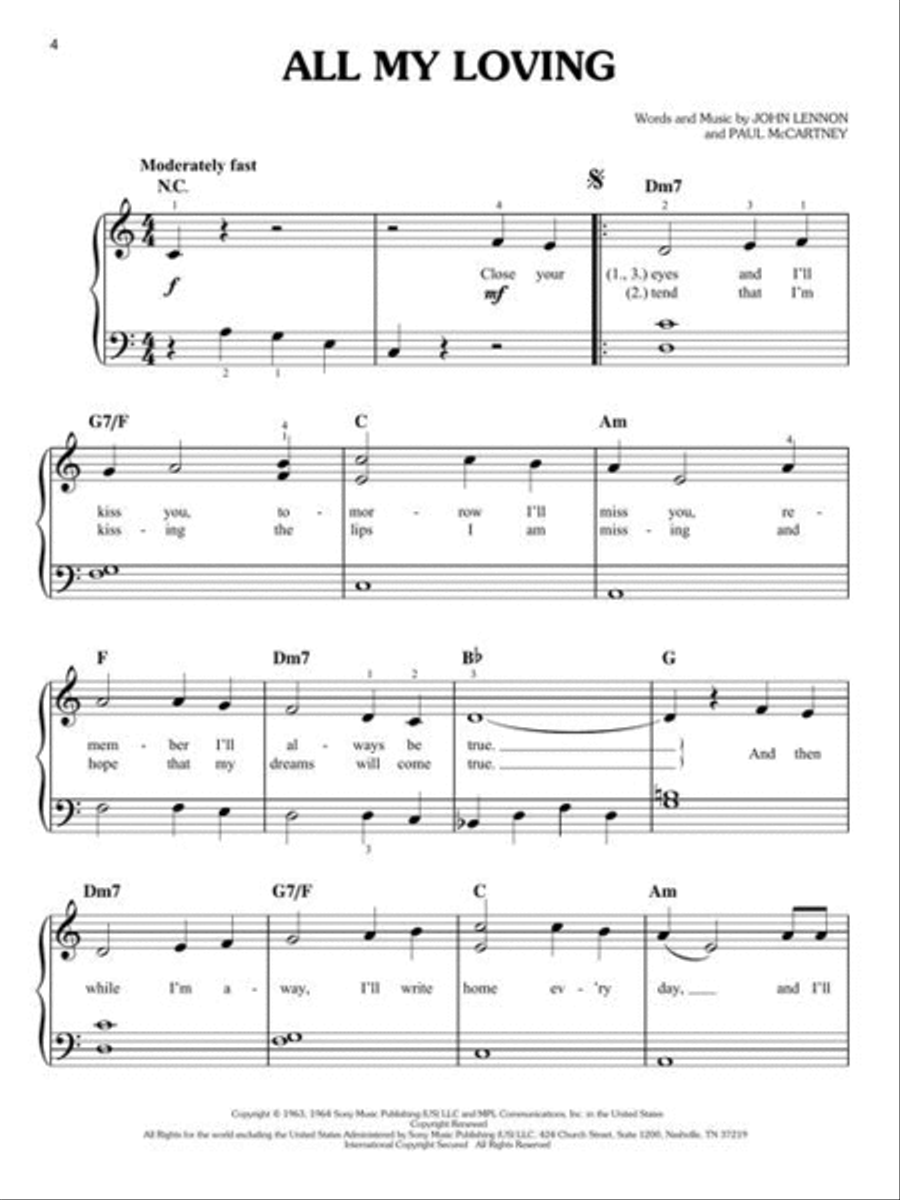The Beatles – Songs in Easy Keys Easy Piano scores gallery preview page 4