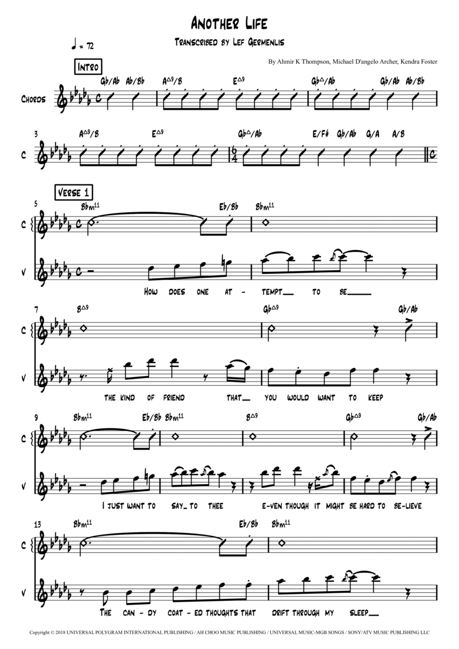 Another Life Piano Solo scores gallery preview page 1