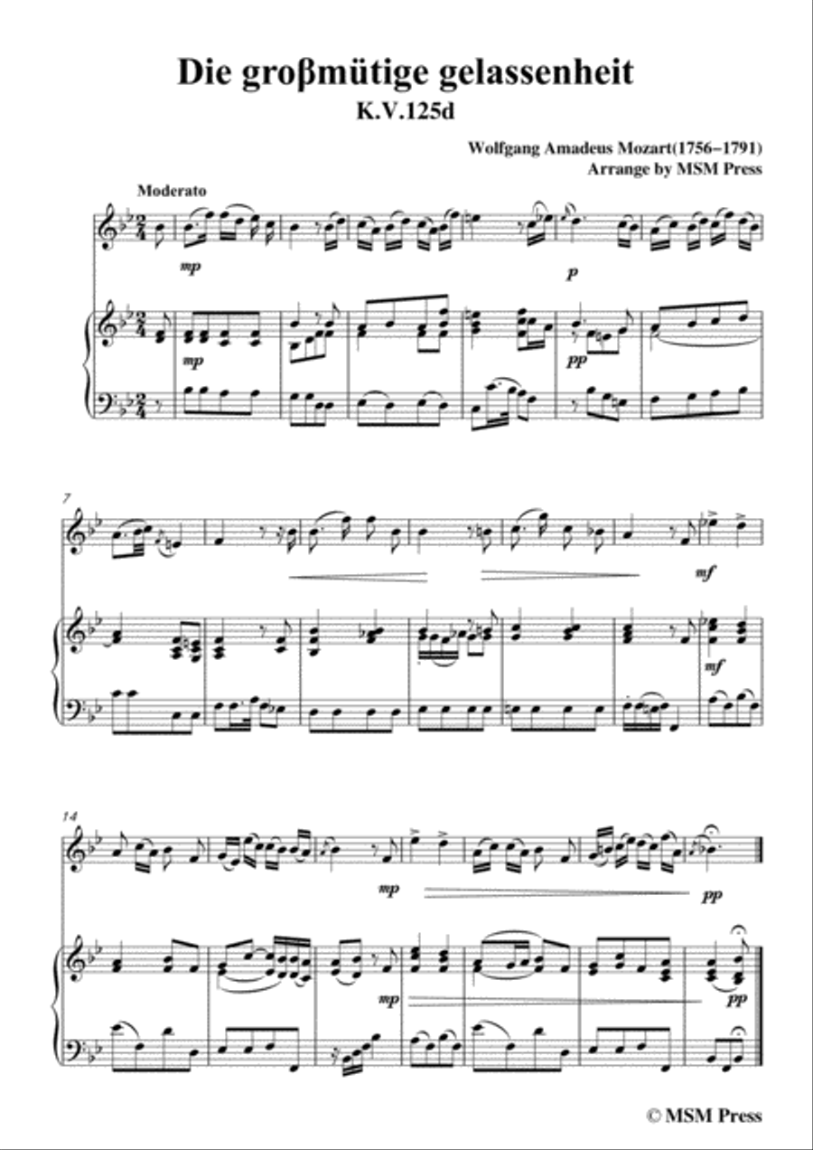 Mozart-Die groβmütige gelassenheit,for Flute and Piano Flute Solo scores gallery preview page 3