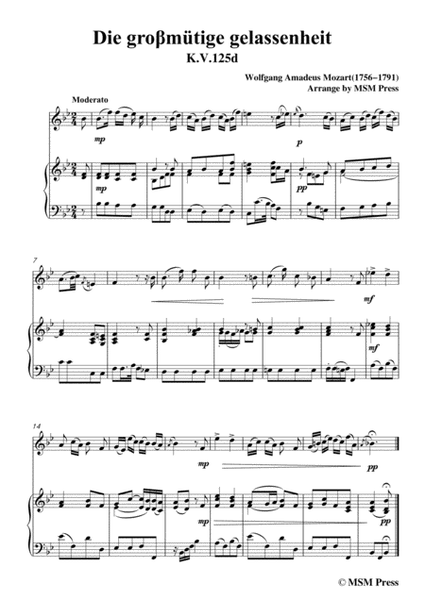 Mozart-Die groβmütige gelassenheit,for Flute and Piano image number null
