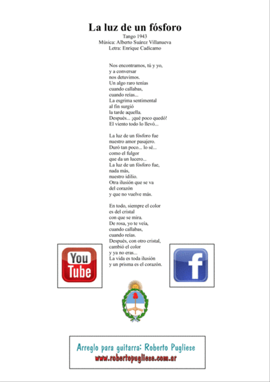 La luz de un fosforo - Tango (Suarez Villanueva - Cadicamo)