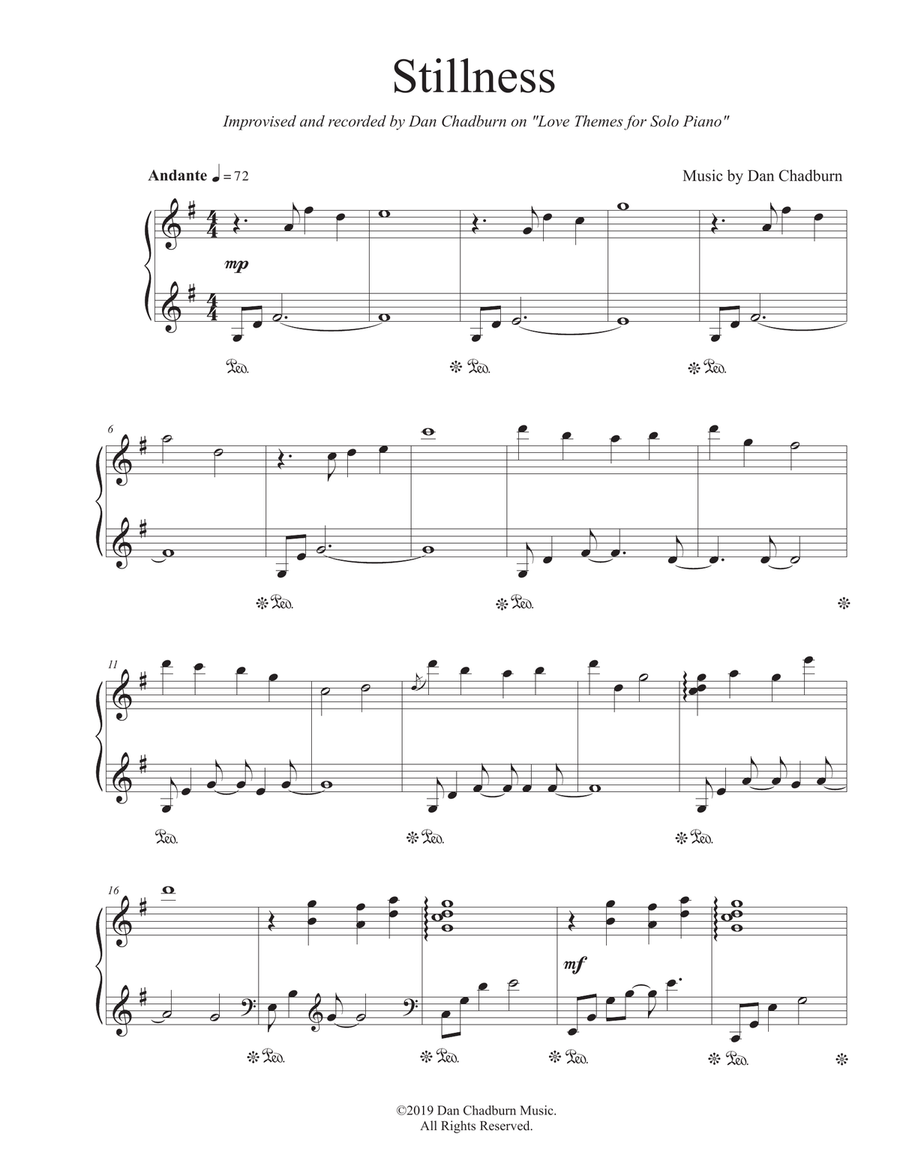 Stillness Piano Solo scores gallery preview page 1