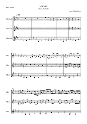 Canon - Johann Pachelbel (Wedding/Reduced Version) for Violin Trio