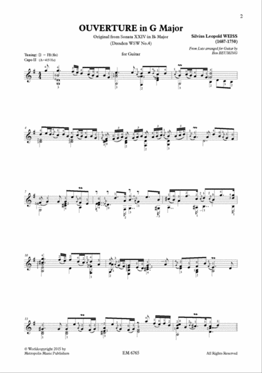 Sonata XXIV (Dresden nr.4) for Solo Guitar Classical Guitar scores gallery preview page 2
