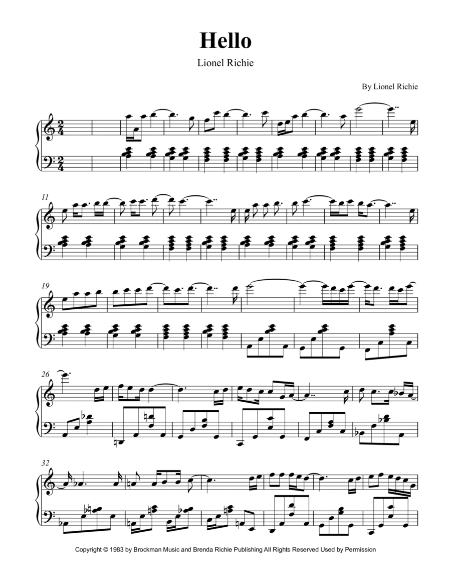 Hello Piano Solo scores gallery preview page 1