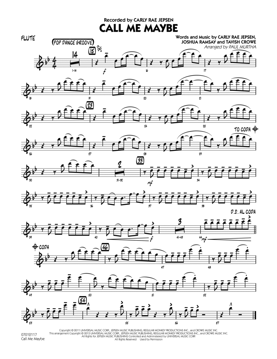 Call Me Maybe - Flute Jazz Ensemble scores gallery preview page 1