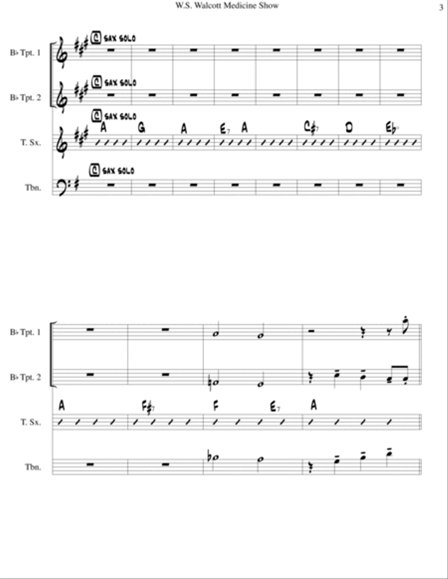 W.s. Walcott Medicine Show Tenor Saxophone scores gallery preview page 4