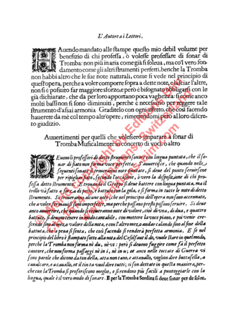 Modo per imparare a sonare (1638) Trumpet Solo scores gallery preview page 9