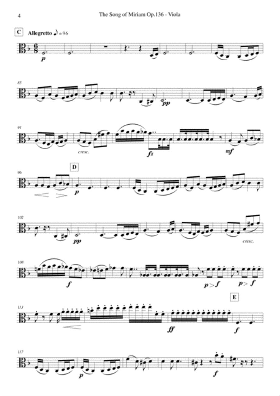 Schubert - The Song of Miriam Op.136 - Viola 4-Part scores gallery preview page 3