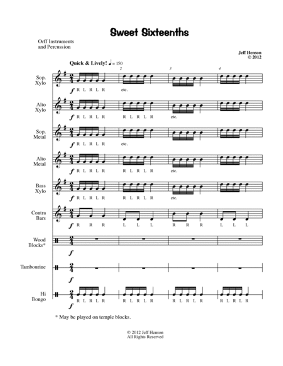 Sweet Sixteenths Orff Instrument scores gallery preview page 5