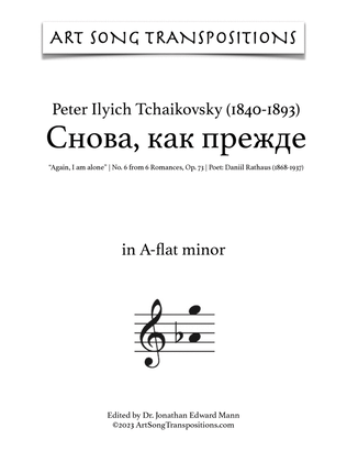 Book cover for TCHAIKOVSKY: Снова, как прежде, Op. 73 no. 6 (transposed to A-flat minor, "Again, I am alone")