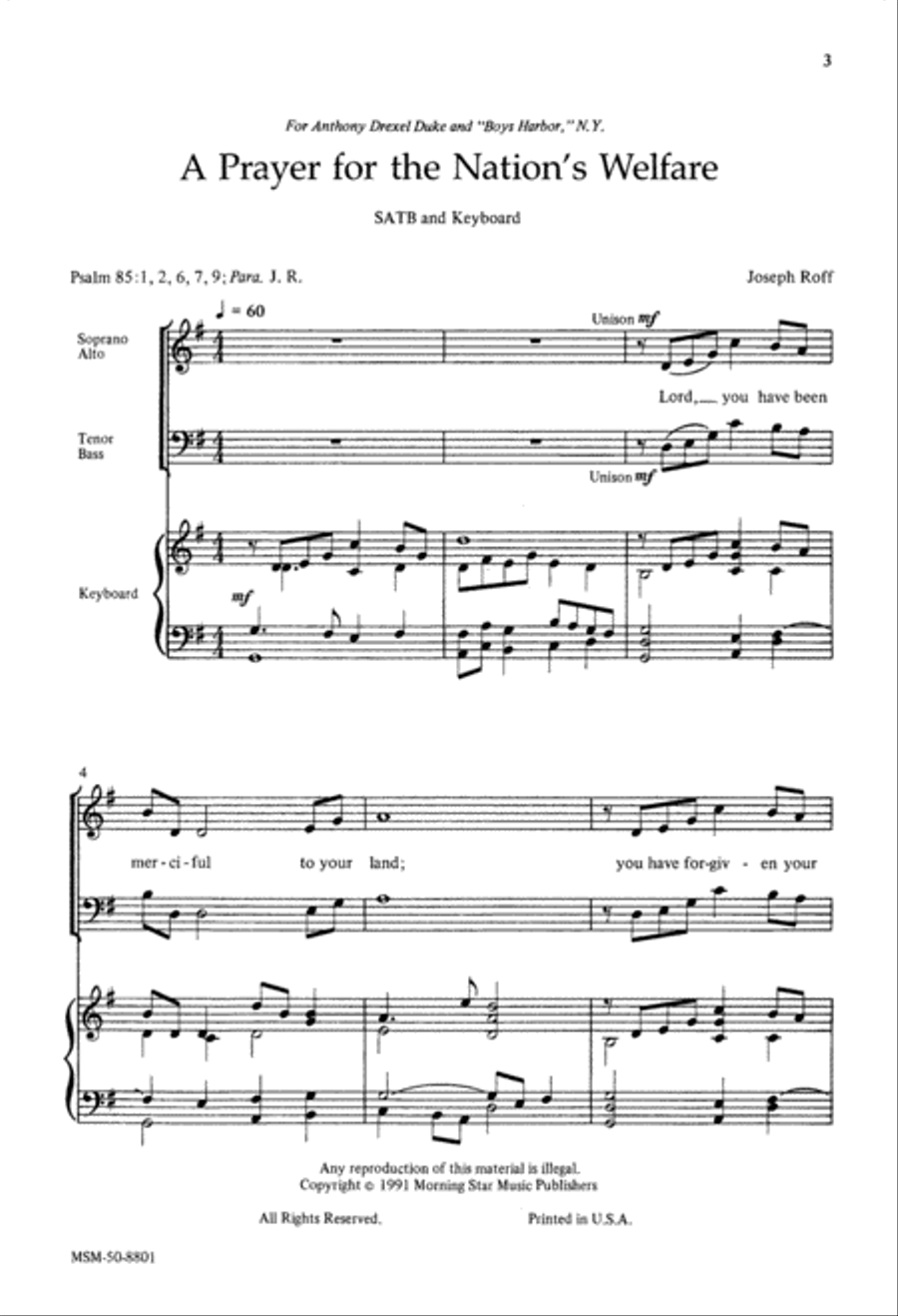 A Prayer for the Nation's Welfare 4-Part scores gallery preview page 2