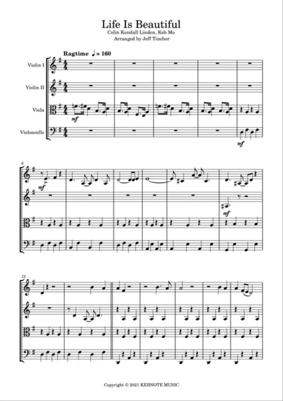 Life Is Beautiful String Quartet scores gallery preview page 2