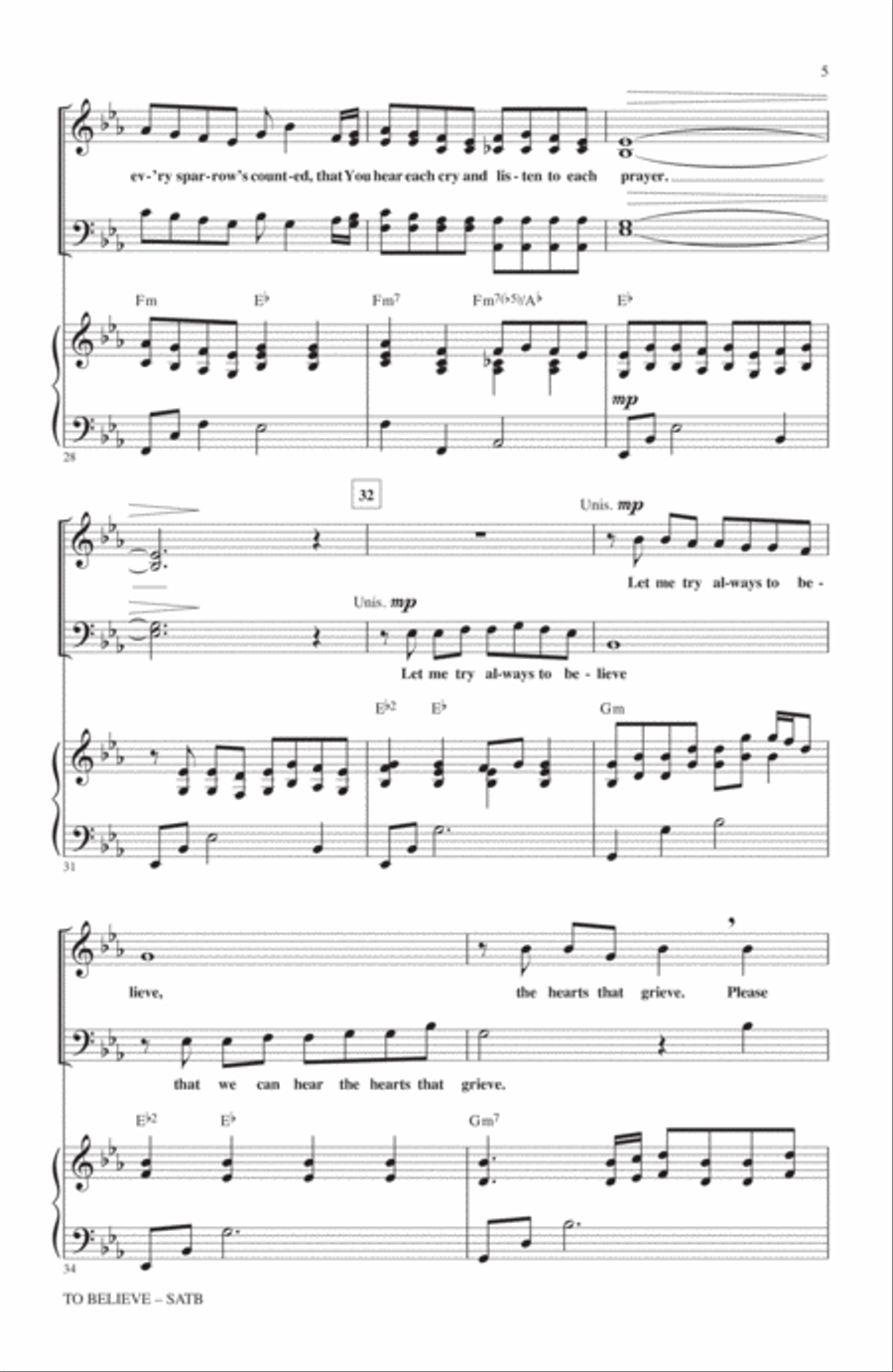 To Believe To Believe 4-Part scores gallery preview page 4