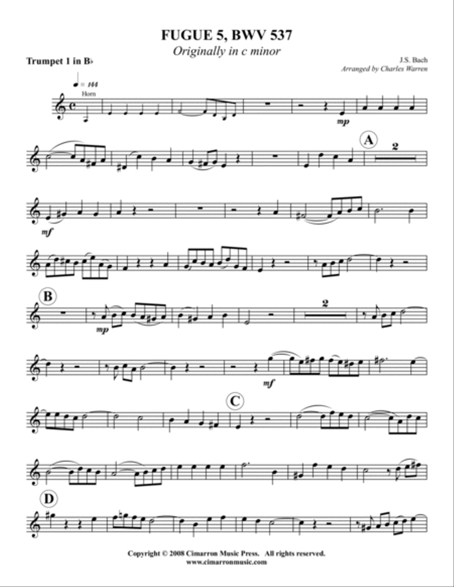 Fugue (originally in C min) Brass Quintet scores gallery preview page 6
