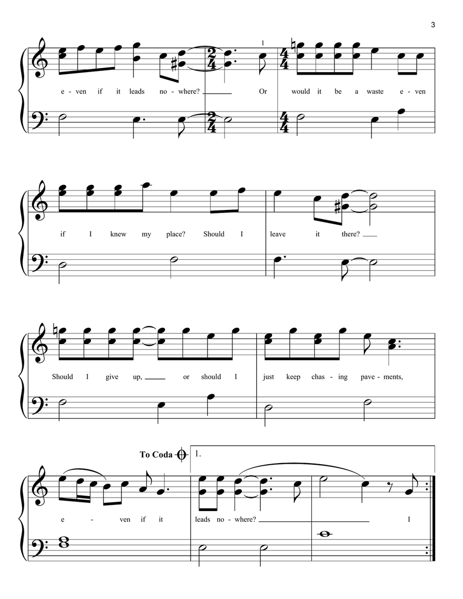 Chasing Pavements Chasing Pavements Easy Piano scores gallery preview page 3