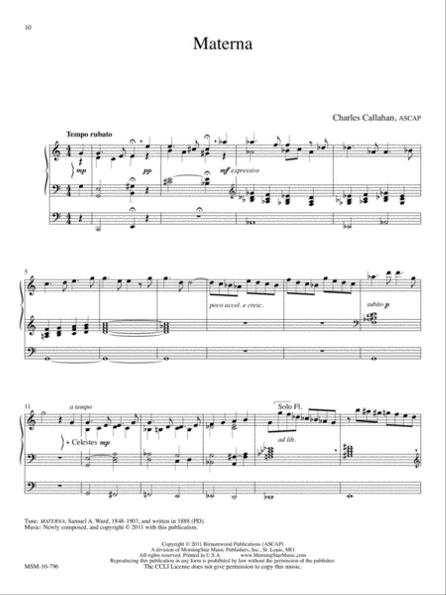 Eight Quiet Preludes on American Hymntunes Organ scores gallery preview page 6