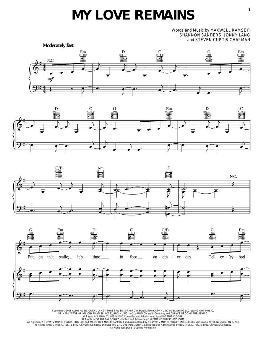 My Love Remains Acoustic Guitar scores gallery preview page 1
