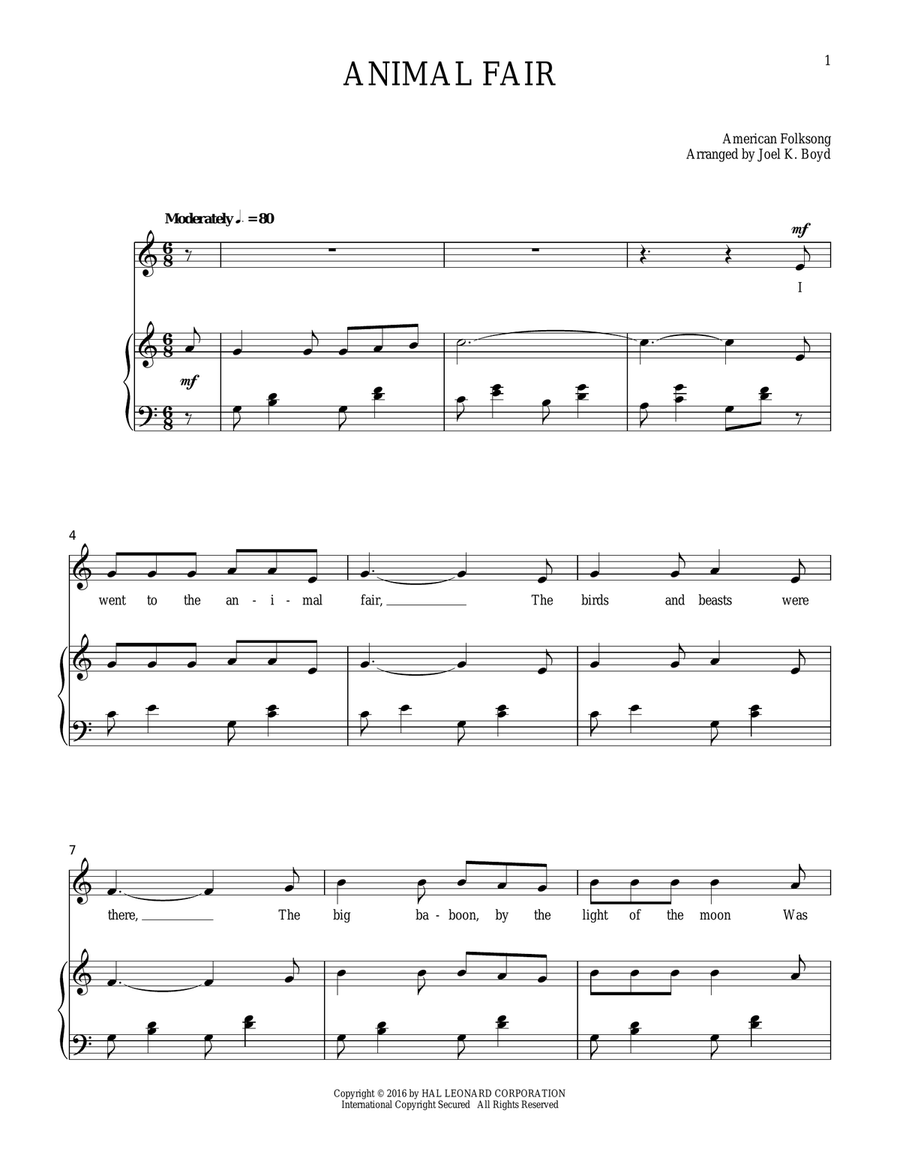 Animal Fair Voice scores gallery preview page 1