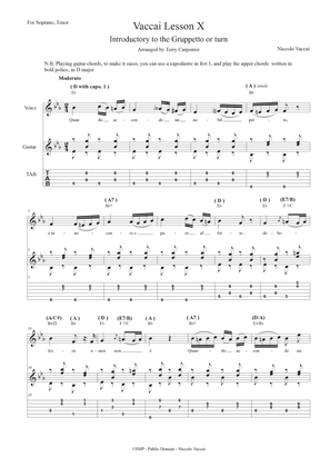 Vaccai - Lesson 10 The Grupetto - Intro. For tenor and soprano voice with guitar