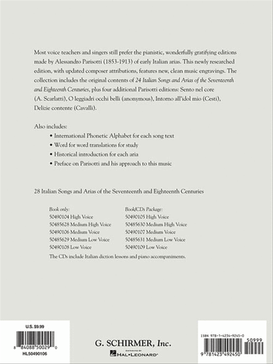 28 Italian Songs & Arias of the 17th & 18th Centuries Medium Voice scores gallery preview page 2