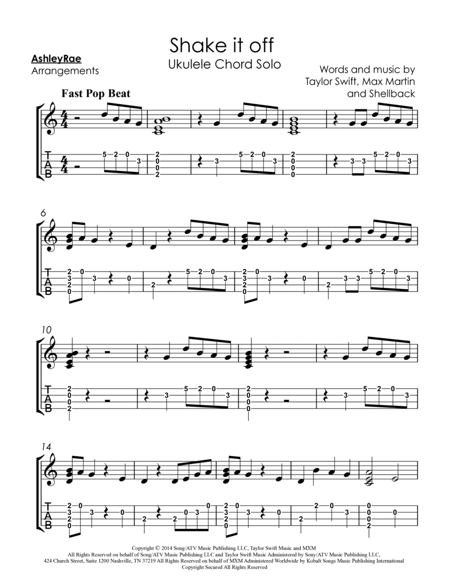 Shake It Off Ukulele scores gallery preview page 1