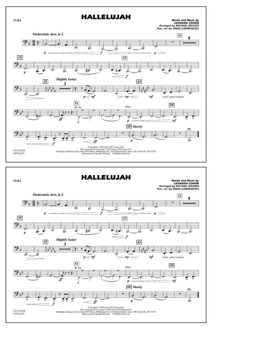 Hallelujah - Tuba Marching Band scores gallery preview page 1