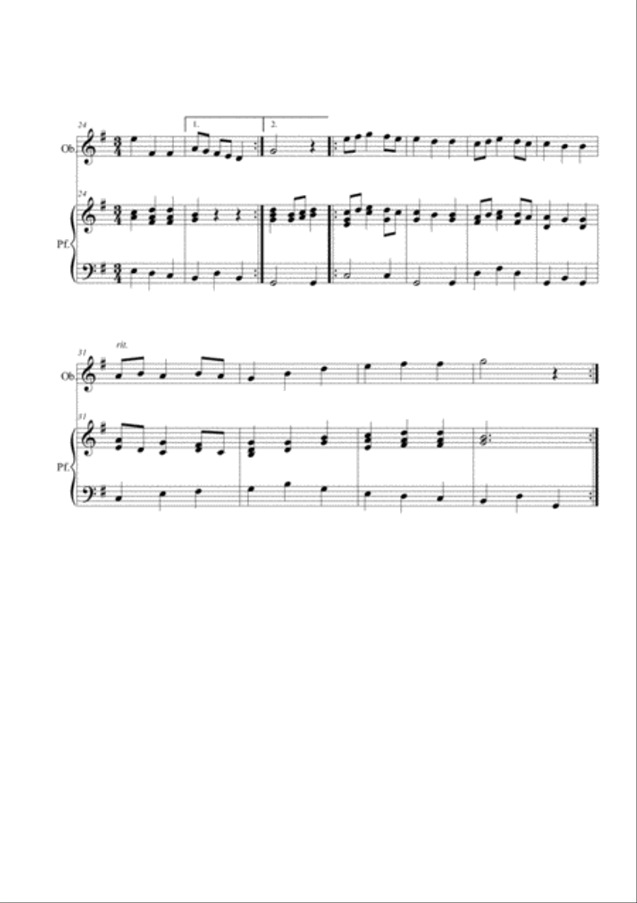 Zither Carol. Oboe and piano Zither scores gallery preview page 2