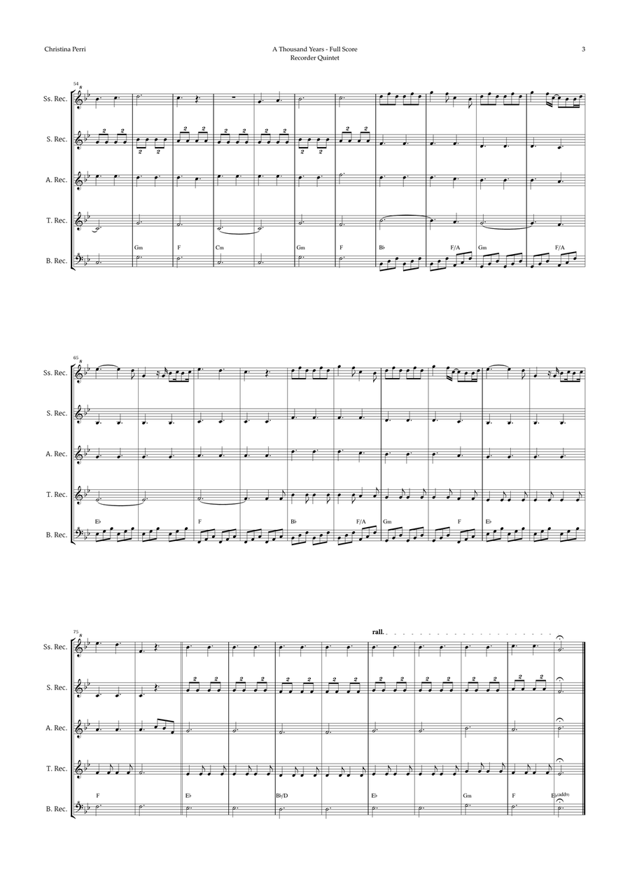 A Thousand Years Recorder scores gallery preview page 3