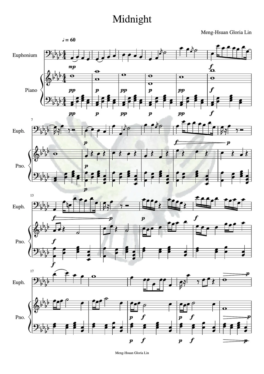 Midnight Euphonium solo Piano Accompaniment Euphonium scores gallery preview page 1