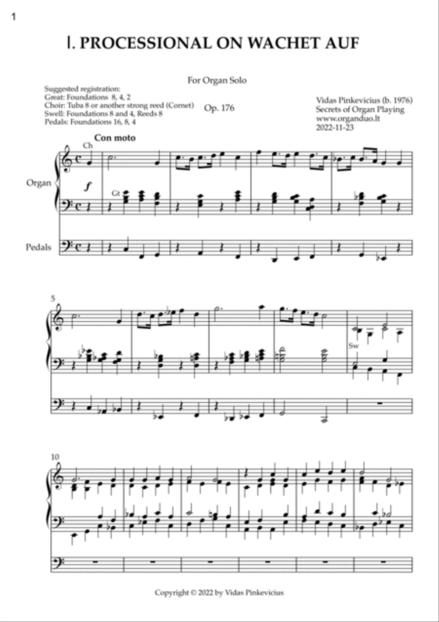 Wachet auf Suite (Organ Solo) by Vidas Pinkevicius Organ Solo scores gallery preview page 2