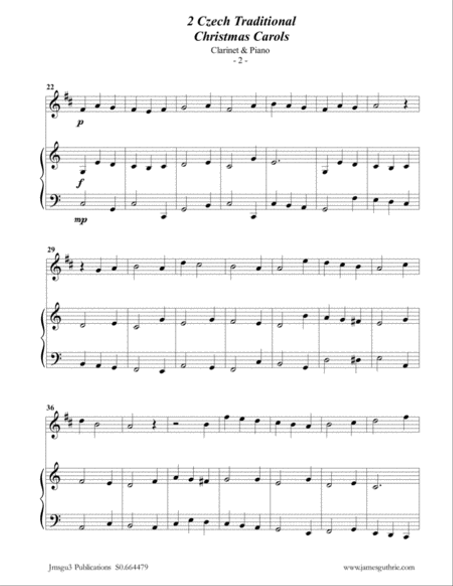 2 Traditional Czech Christmas Carols for Clarinet & Piano Clarinet Solo scores gallery preview page 2
