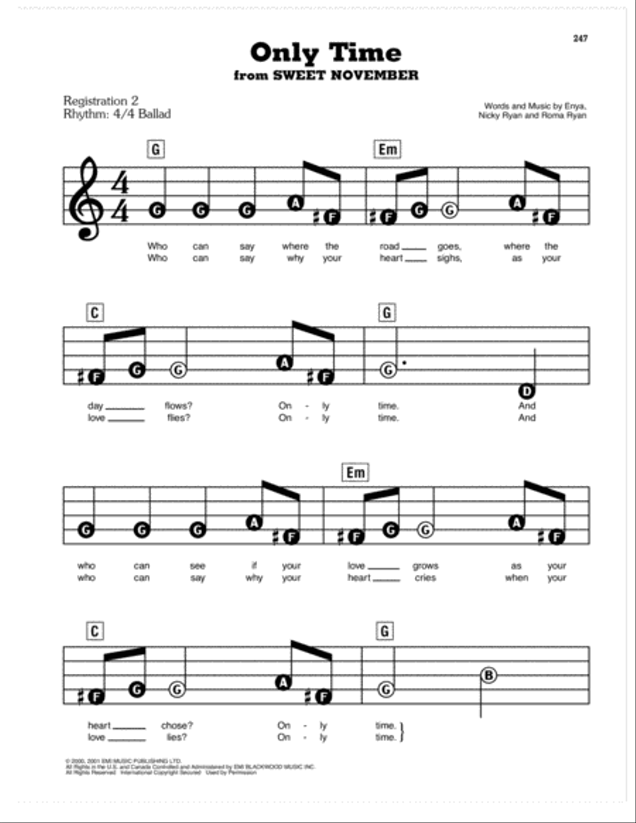 Only Time Electronic Keyboard scores gallery preview page 1