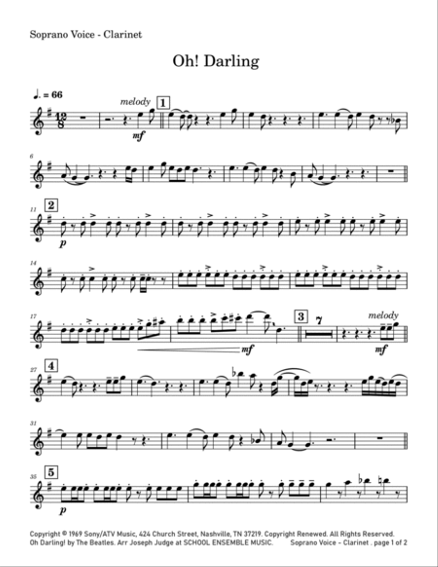 Oh! Darling Clarinet Quartet scores gallery preview page 6