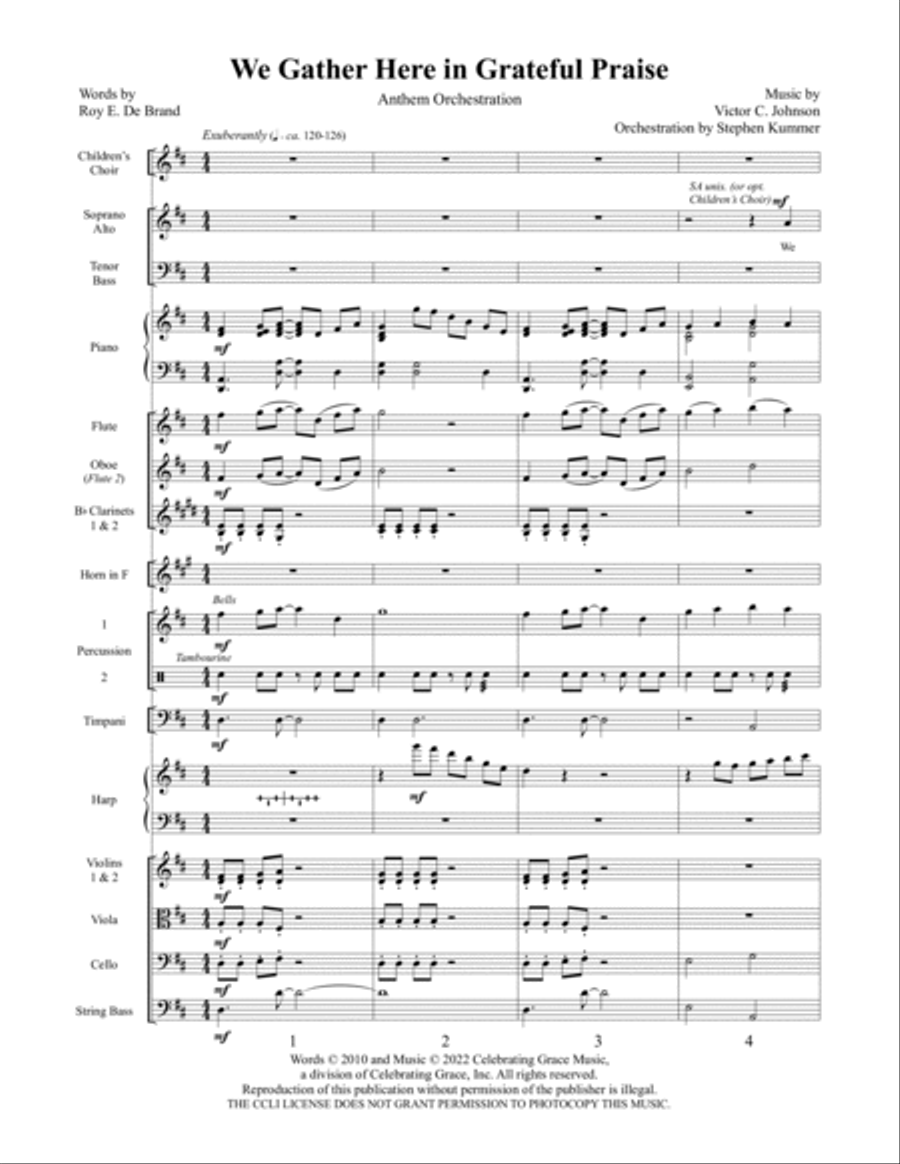 We Gather Here in Grateful Praise Orchestration (Digital) 4-Part scores gallery preview page 2