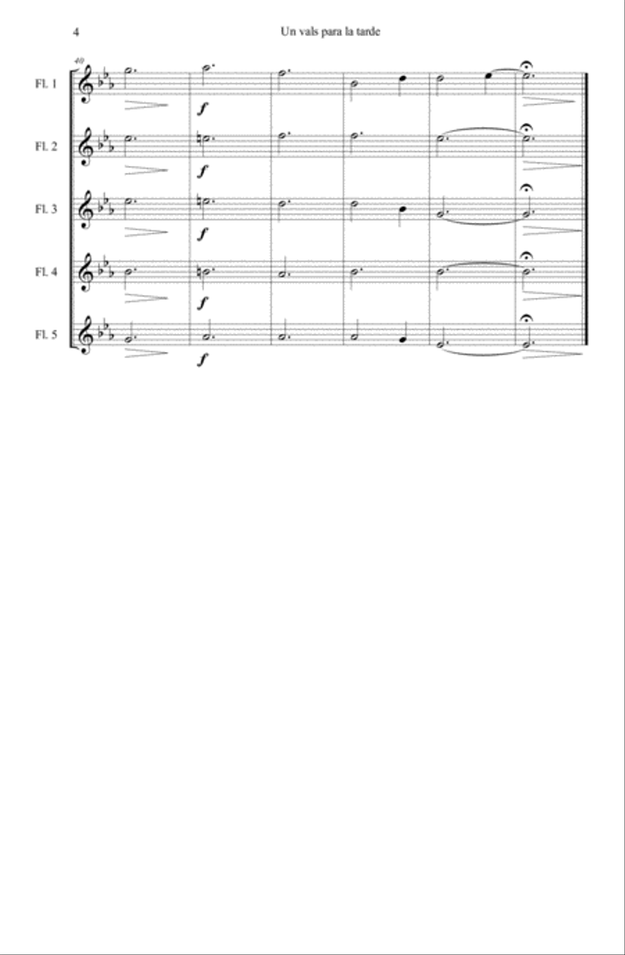 Vals para la tarde, quinteto de flautas Small Ensemble scores gallery preview page 4
