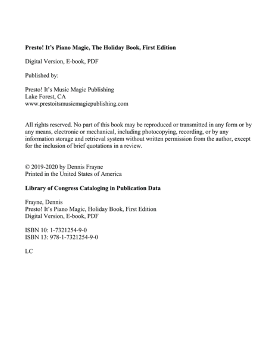 Presto! It's Piano Magic, The Holiday Book Voice scores gallery preview page 4
