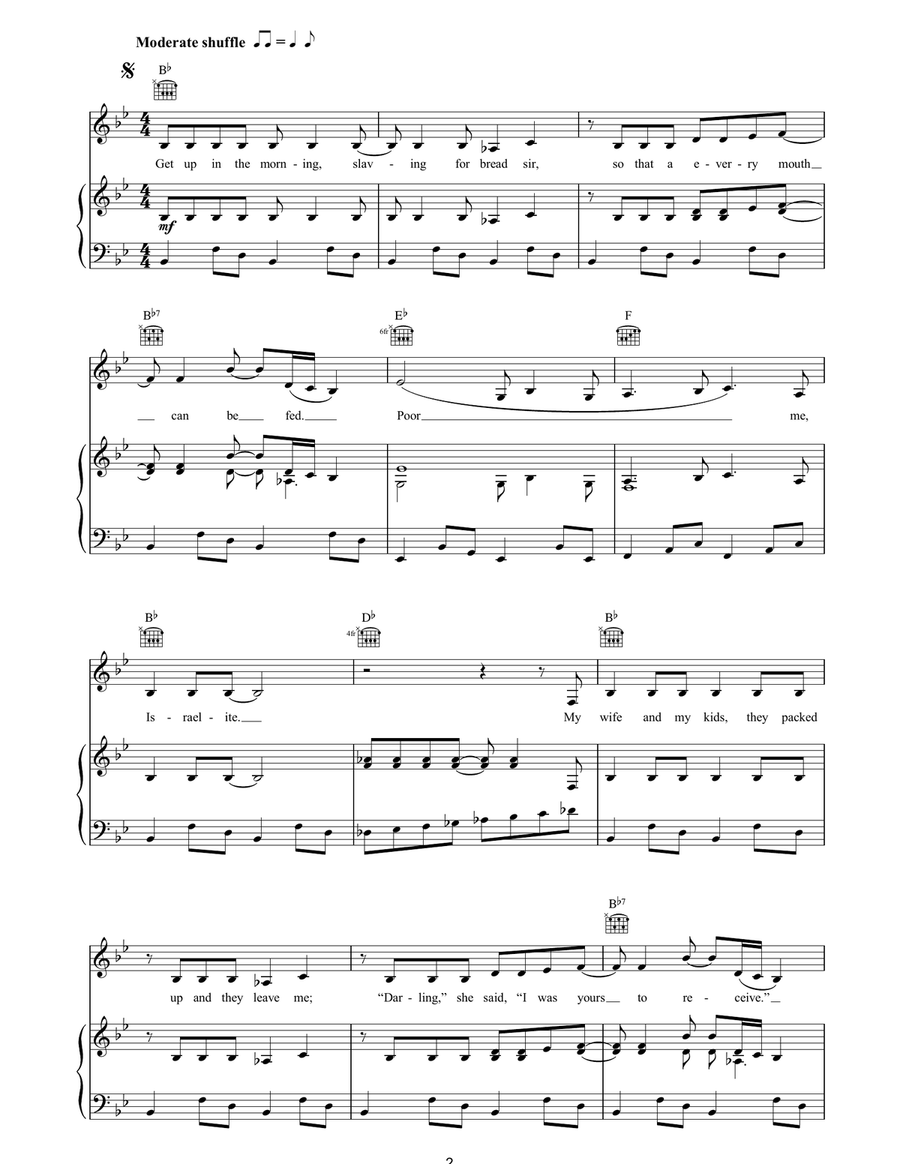 The Israelites Piano, Vocal, Guitar scores gallery preview page 2