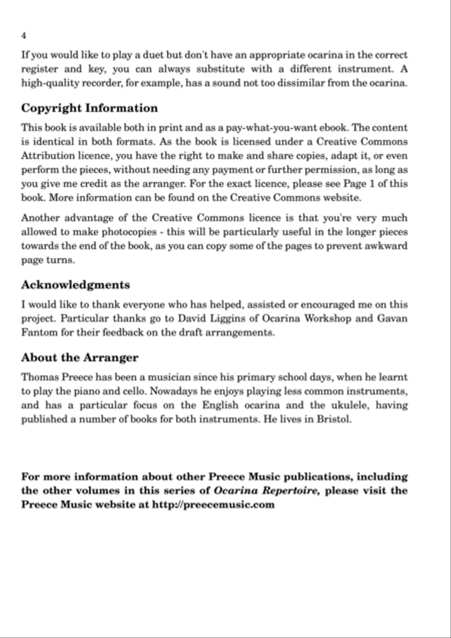 Ocarina Repertoire Volume 2 by Thomas Preece (D Edition) ocarina scores gallery preview page 5