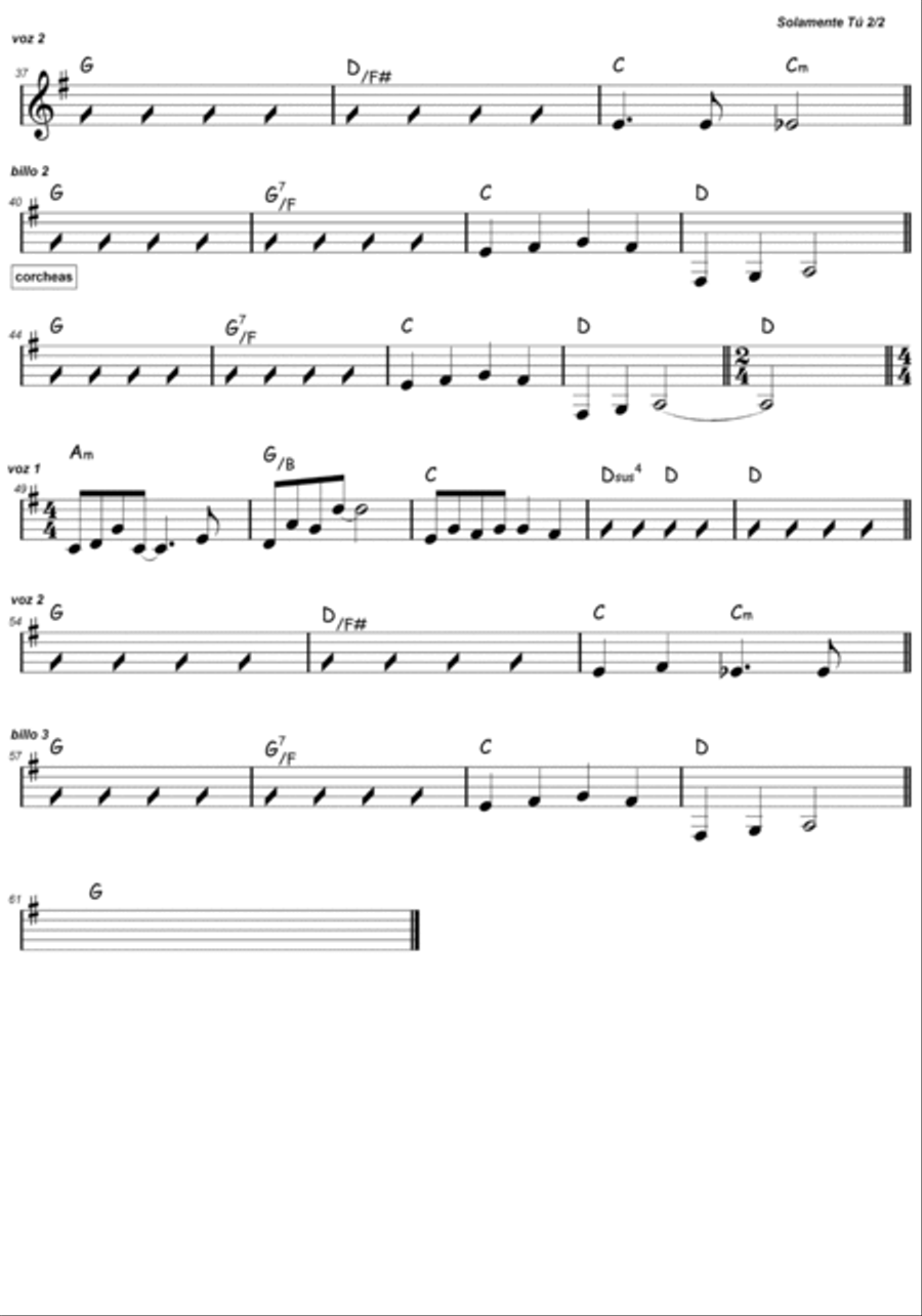 Solamente Tu Easy Piano scores gallery preview page 3