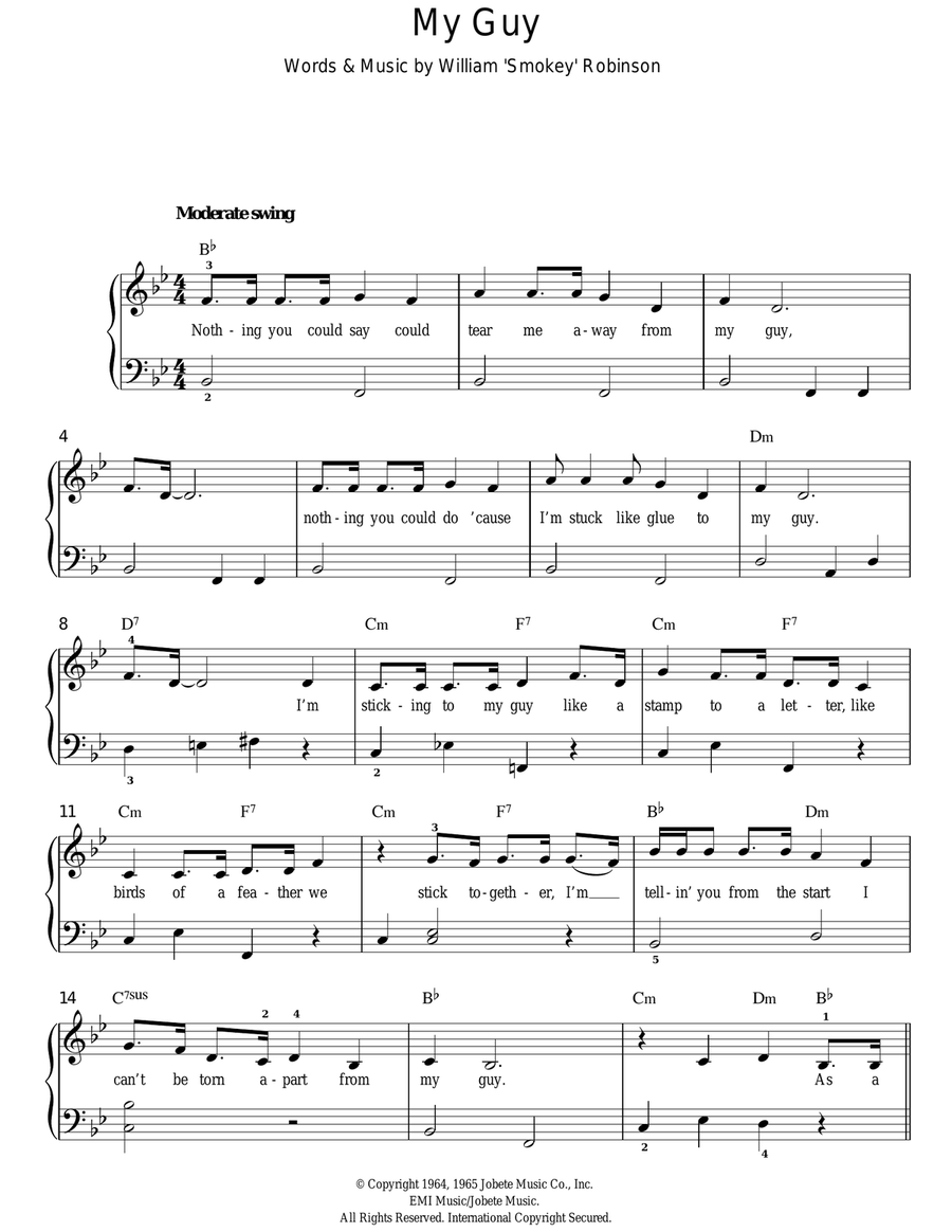 My Guy Easy Piano scores gallery preview page 1
