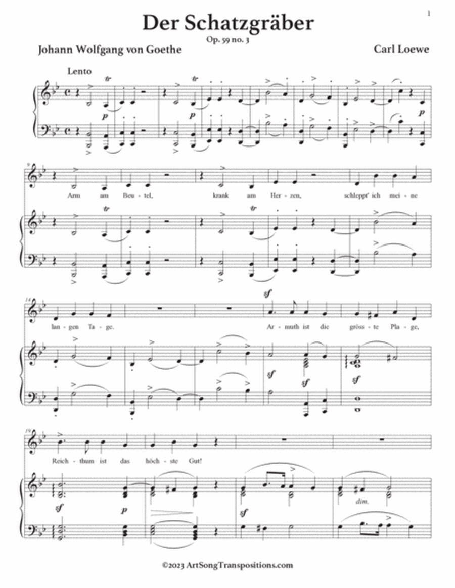 LOEWE: Der Schatzgräber, Op. 59 no. 3 (transposed to G minor)