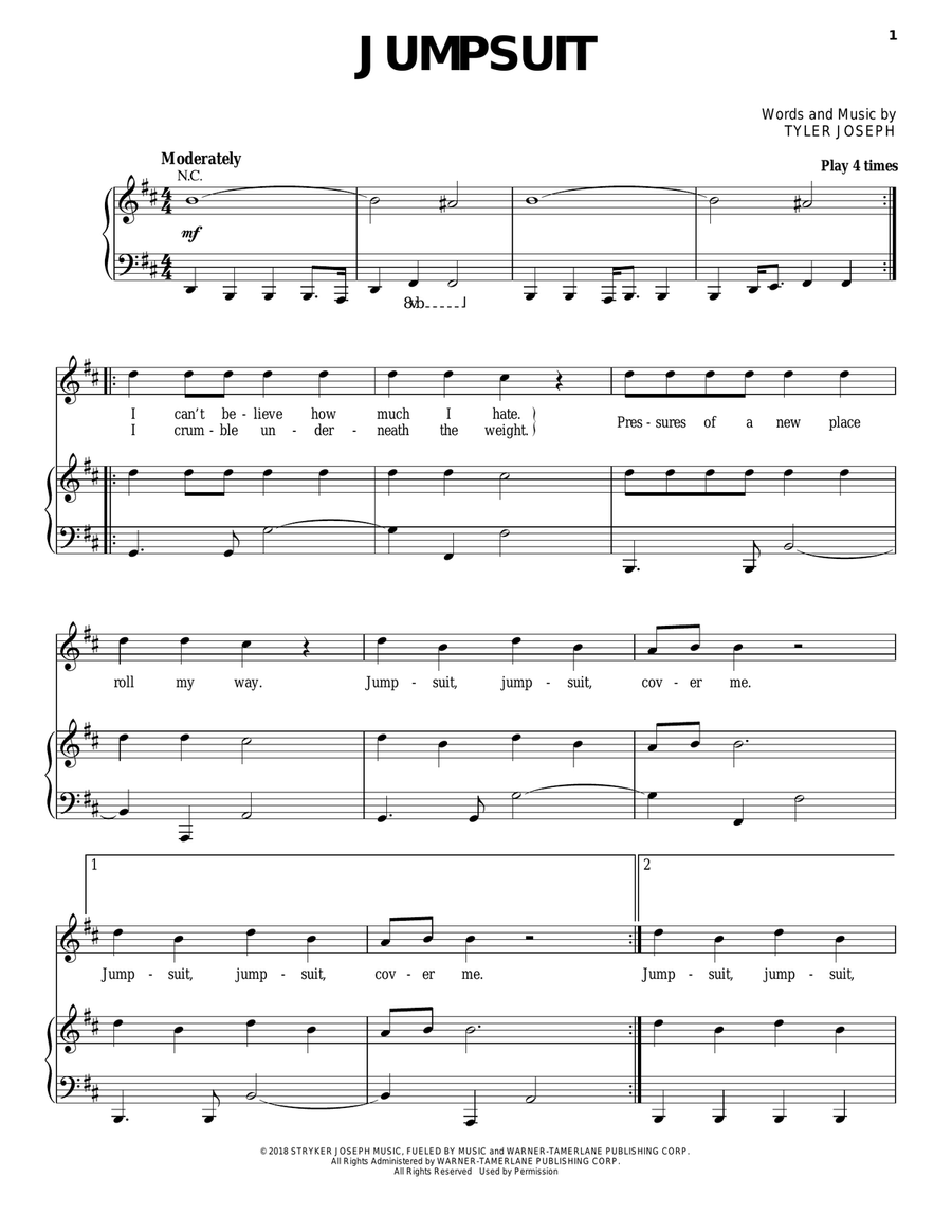 Jumpsuit Voice scores gallery preview page 1